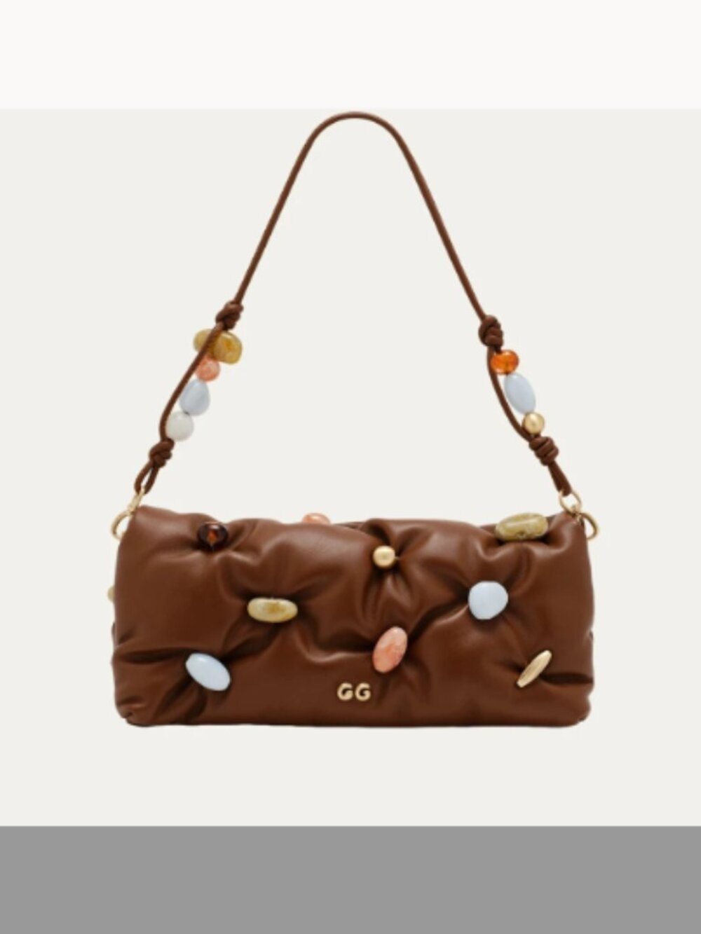 Cult Gaia NWT Amalia Acrylic Bead-Embellished Leather Clutch Bag (ORIG $598)